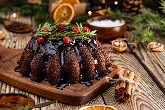 christmas chocolate cake wooden background close up 275899 530