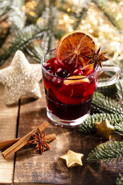 christmas mulled wine with spices wooden rustic table 120872 8231