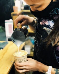 Tania Villegas making latte art