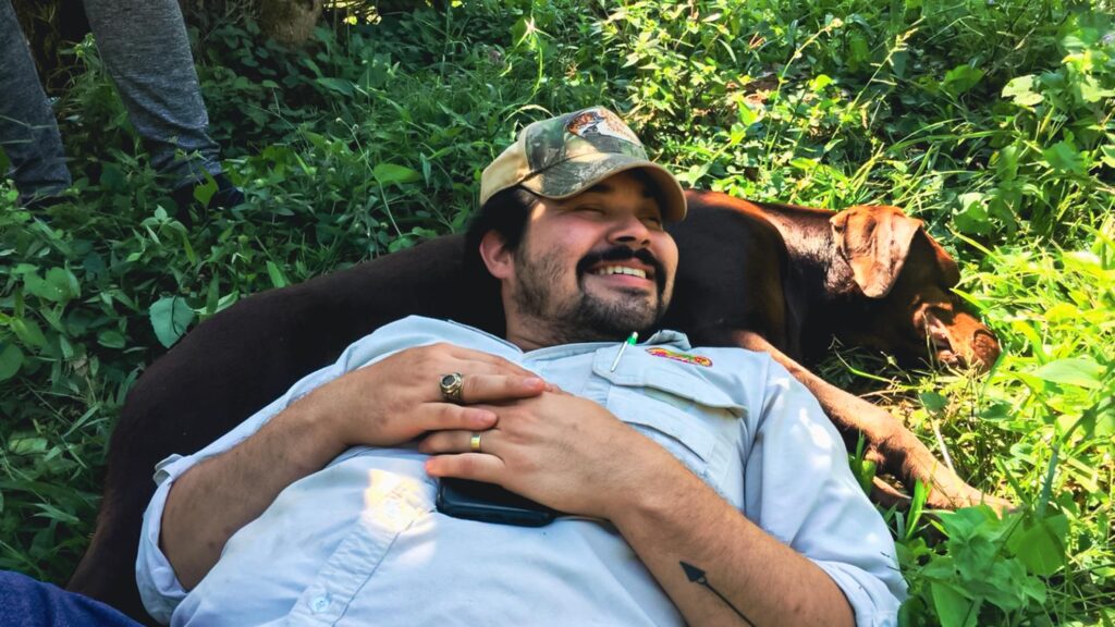 Juan Angel Welchez with his dog