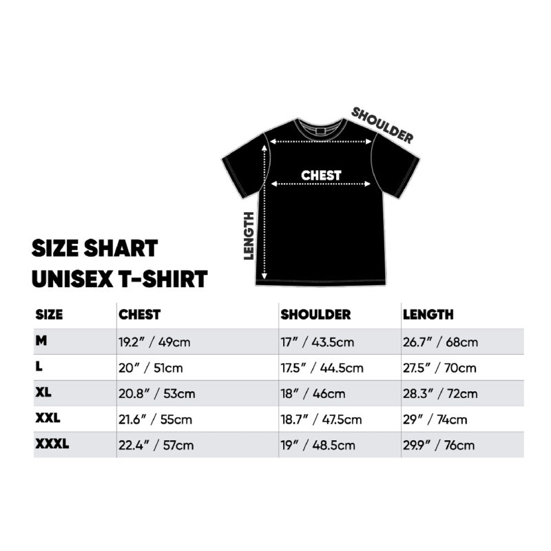 Stain Repel Shield T shirt size chart